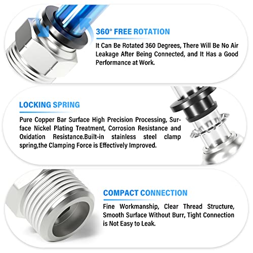 TAILONZ PNEUMATIC Male Straight 1/2 Inch Tube OD x 1/2 Inch NPT Thread Push to Connect Fittings PC-1/2-N4 (Pack of 5) - Image 3