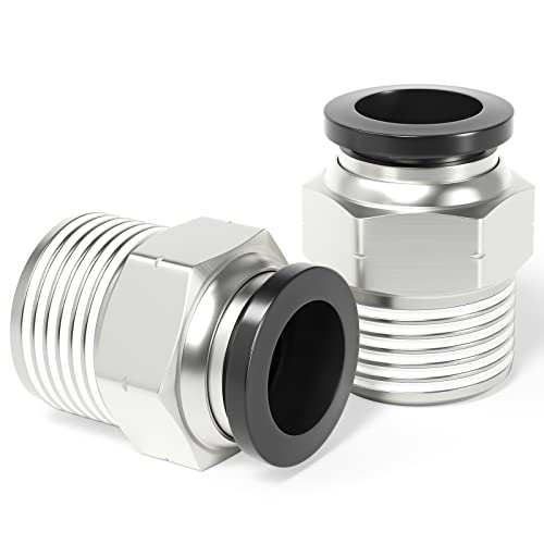 TAILONZ PNEUMATIC Male Straight 1/2 Inch Tube OD x 1/2 Inch NPT Thread Push to Connect Fittings PC-1/2-N4 (Pack of 5) - Image 1