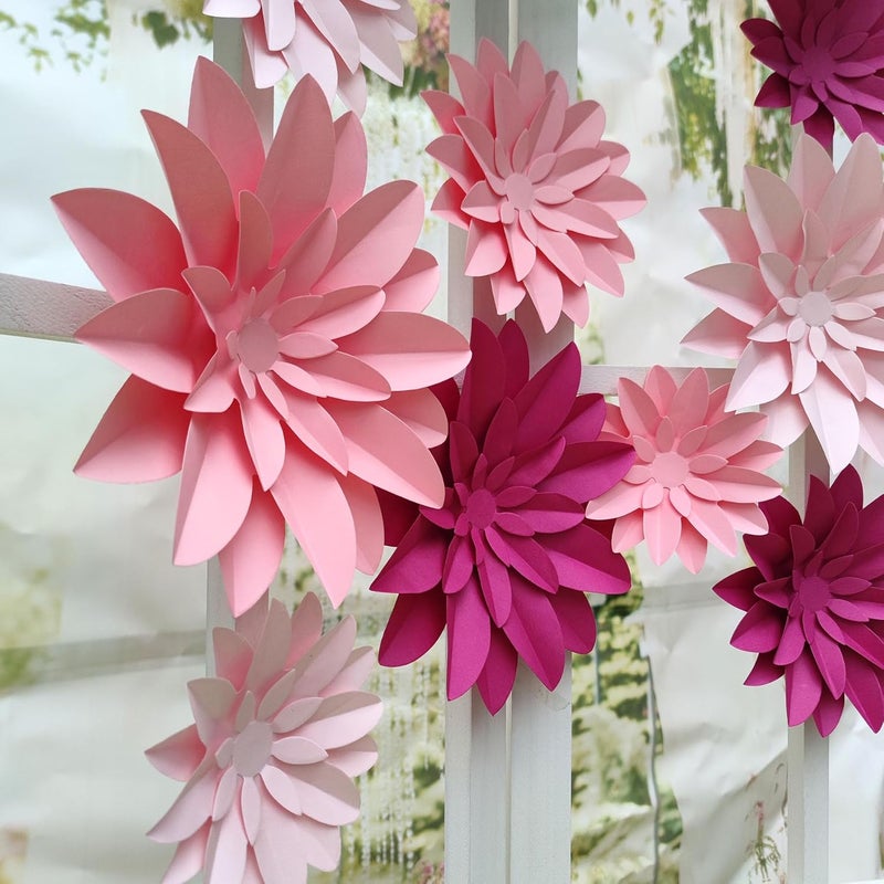 Mybbshower 3D Paper Flower for Wall Wedding Backdrop Bridal Shower Party Centerpieces Home Wall Decor Pack of 9 Pink - Image 3