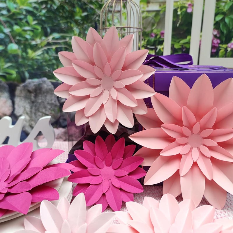 Mybbshower 3D Paper Flower for Wall Wedding Backdrop Bridal Shower Party Centerpieces Home Wall Decor Pack of 9 Pink - Image 5