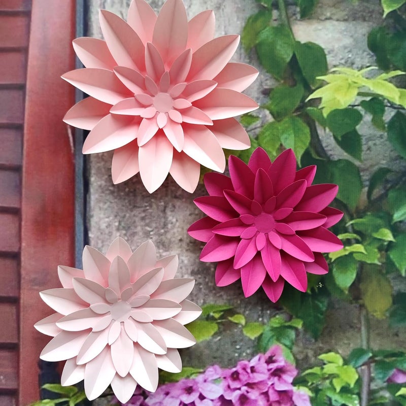 Mybbshower 3D Paper Flower for Wall Wedding Backdrop Bridal Shower Party Centerpieces Home Wall Decor Pack of 9 Pink - Image 4