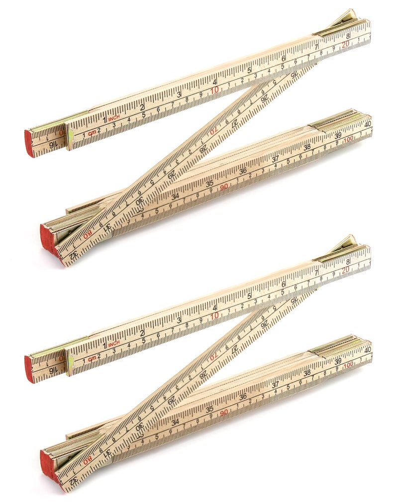 QWORK Folding Wood Rule, 2 Pack, 6FT 6 Inch Foldable Ruler with US and Metric Measurements for Carpenters - Image 1