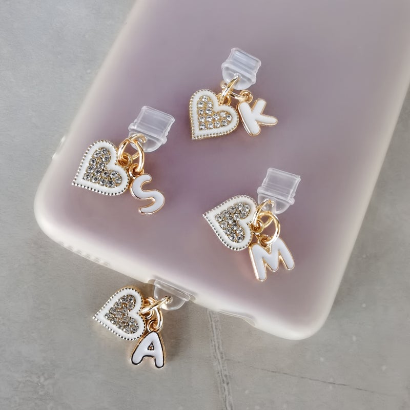 Creative Diamond Heart Letter Phone Dust Plug For Type C Interface - Image 4