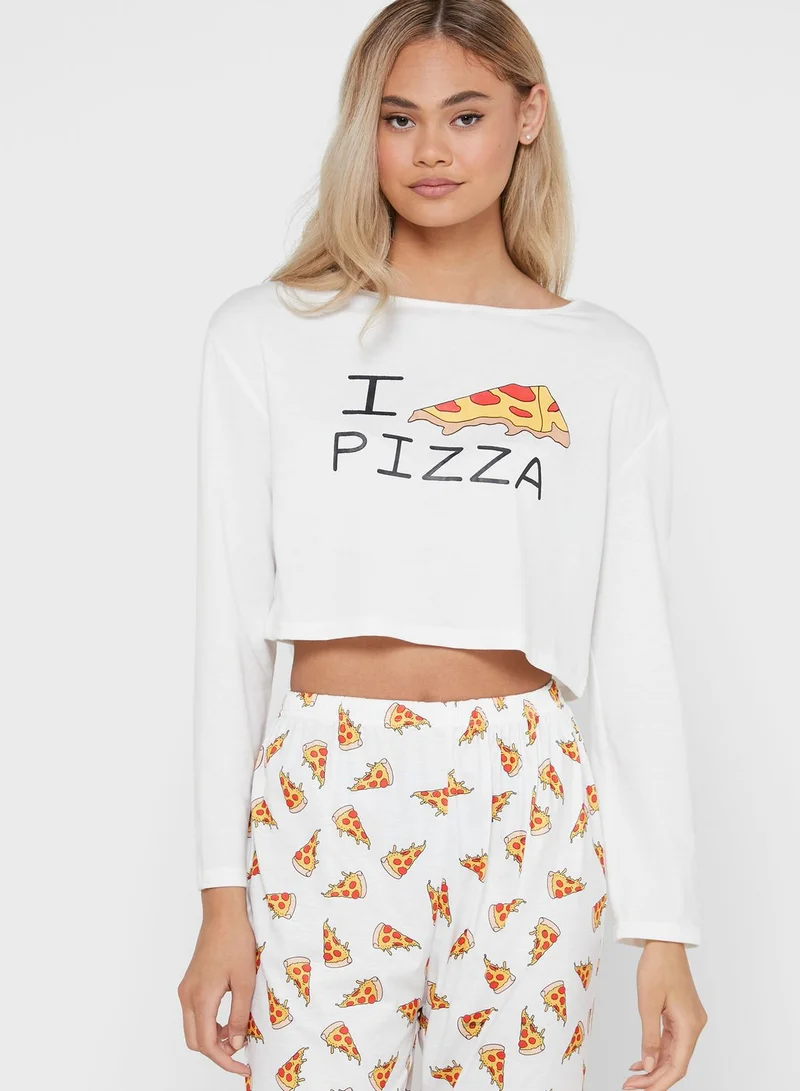 Ginger Slogan Top Pyjama Set