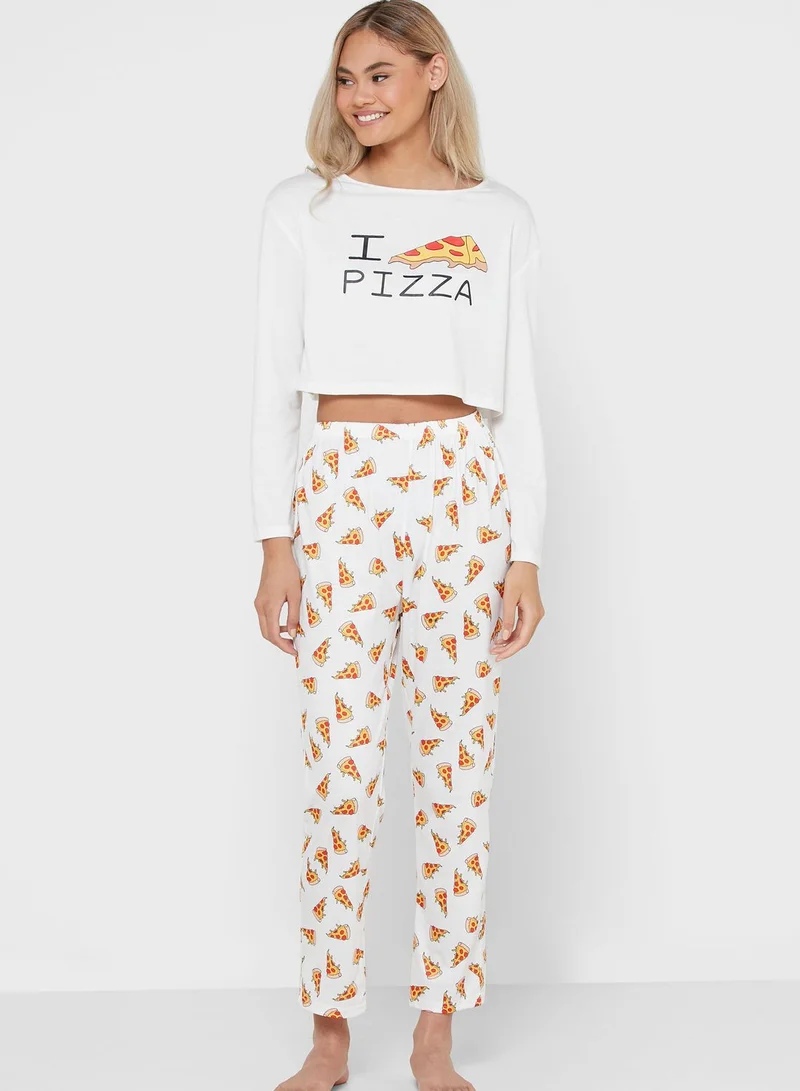 Ginger Slogan Top Pyjama Set