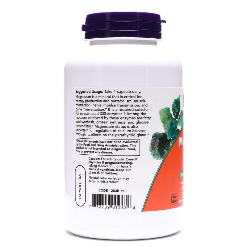 Now Magnesium Supplement 400 mg Capsules For Energy Production & Nervous System Support, Pack of 180's - Image 4