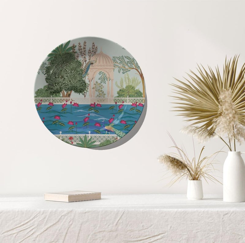 Dessine Art Dessine Art The Garden Of Royalty Wall PlateStand Metal Hook Indian Heritage Hanging Wall Plate 10inchBone China Wall Plate for Wall Dcor I Home Dcor I Living Room I Drawing Room Office  - Image 4