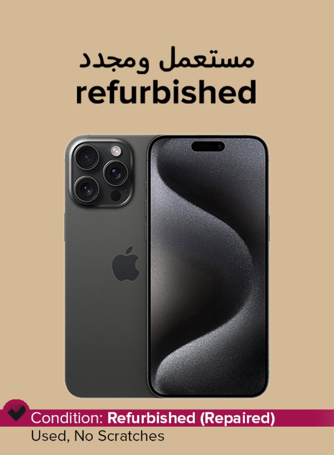 Apple Refurbished - iPhone 15 Pro Max 256GB Black Titanium 5G With FaceTime - USA Version (e-SIM only) - Image 1