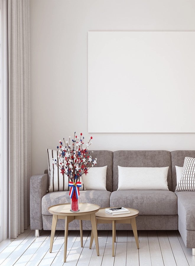 Shitailu 4 Pack Patriotic Artificial Berry Stem Picks White Blue Red Stars for 4th of July Independence Day, Pentagram Faux Berry Branches Decoration for Home Office Restaurant Vase Décor - Image 4