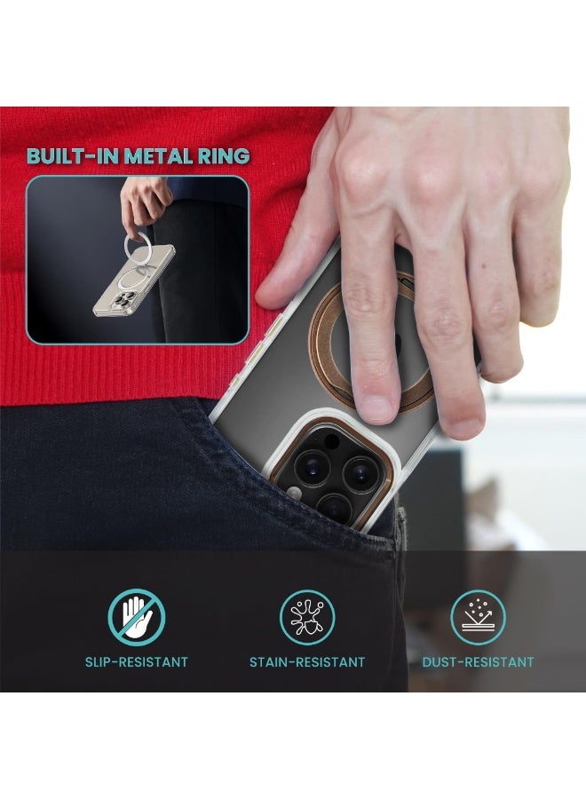 أزتك حافظة هاتف مغناطيسية لجهاز آيفون 15 برو ماكس، غطاء مضاد للانزلاق والصدمات، غطاء واقي مع قاعدة حلقة بزاوية 360 درجة، متوافق مع MagSafe، مصممة حصريًا لجهاز آيفون 15 برو ماكس ومضادة للخدش. - Image 5
