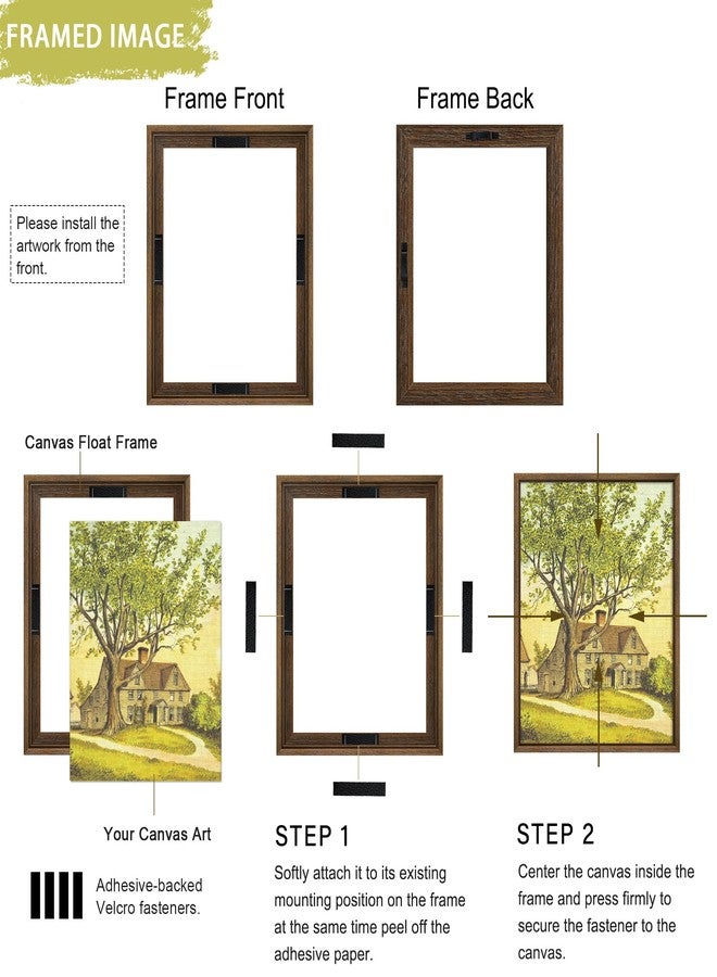 Abtgt 8x10 Canvas Floating Frame with 0.9" Deep, Brown Floater Frame for Canvas Paintings with Adhesive, Vertical or Horizontal Wall Art frame for Prints Oil Painting Diamond Decor, 1 Pack. - Image 2