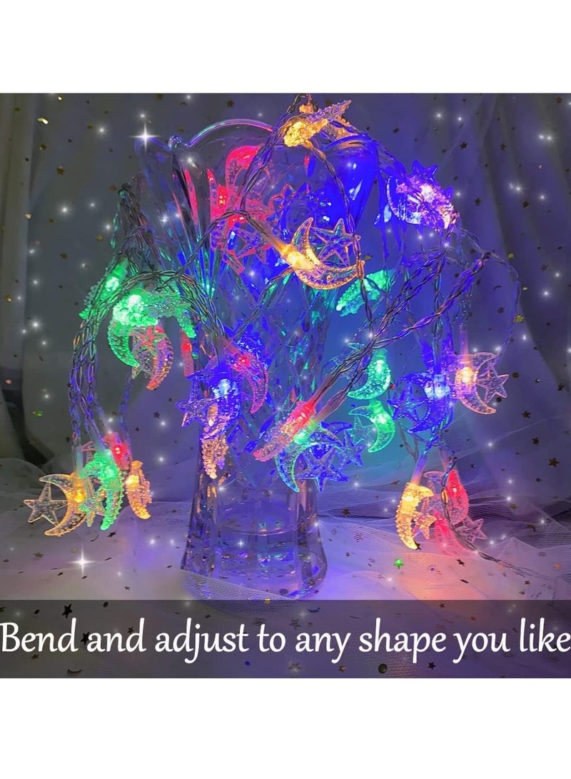 4 PCS 3M 20 LED Ramadan Decorative Star and Moon String Lights for New Moon Party, Wedding,  Suitable for Room, Dorm, Living Room（color） - Image 3