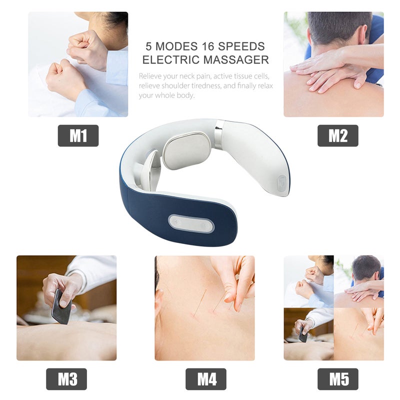 Intelligent Neck Massager with Heated Portable Cordless Massager 5 Modes 16 Speeds Electric Massager for Office Home Travel Women Men Dad Mom Gifts - Image 3