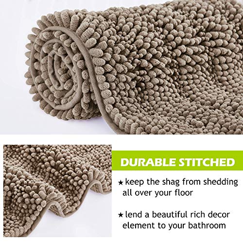 KGORGE Large Bathroom Rugs - Soft Bath Mat Water Absorbent Non-Slip Quick Drying Thick Shaggy Bathtub Floor Carpet Decor Toilet Kitchen Entryway, 60" x 24", Taupe, 1 Pc - Image 5