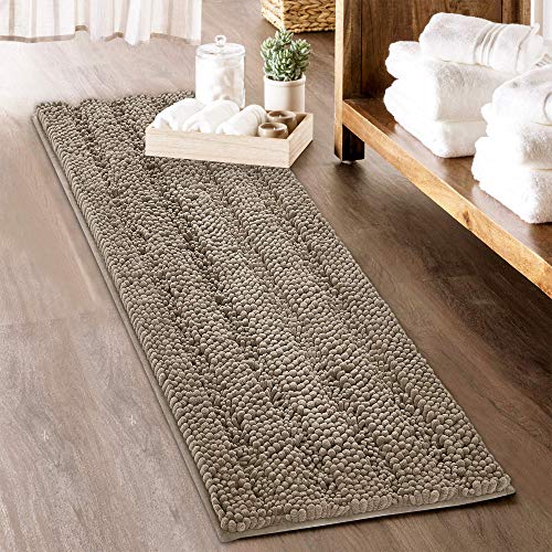 KGORGE Large Bathroom Rugs - Soft Bath Mat Water Absorbent Non-Slip Quick Drying Thick Shaggy Bathtub Floor Carpet Decor Toilet Kitchen Entryway, 60" x 24", Taupe, 1 Pc - Image 1