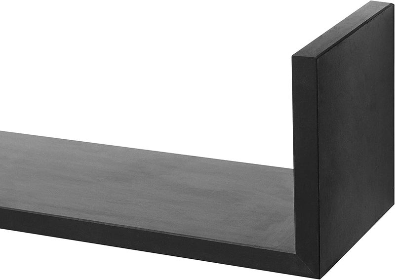 Hyper Stock Float U Shape Decorative Shelf Floating Shelf Pack of 3 Different Sizes Easy to Install 12mil Thick Wood Shelf Wall Mount for Bedroom,Bathroom,Kitchen,Living Room and Office (Black) - Image 5