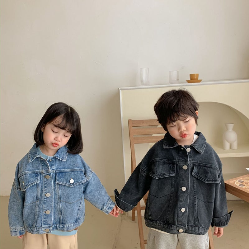 Korean Children Spring Autumn Denim Jacket 3033 Blue  - Image 2