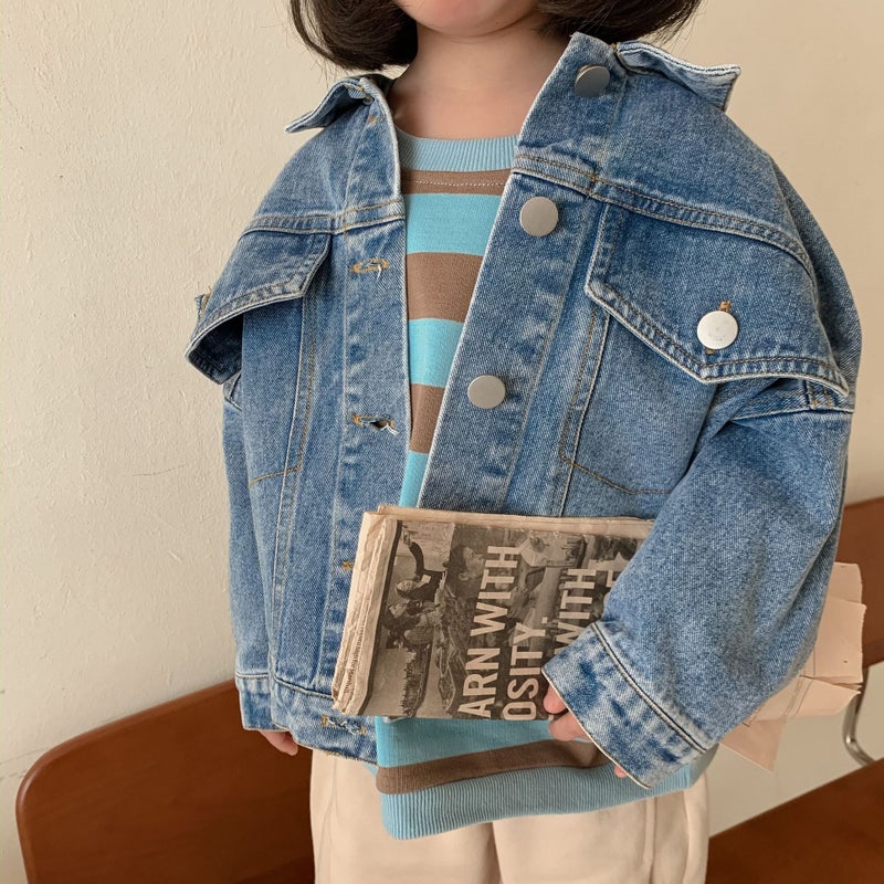 Korean Children Spring Autumn Denim Jacket 3033 Blue  - Image 1