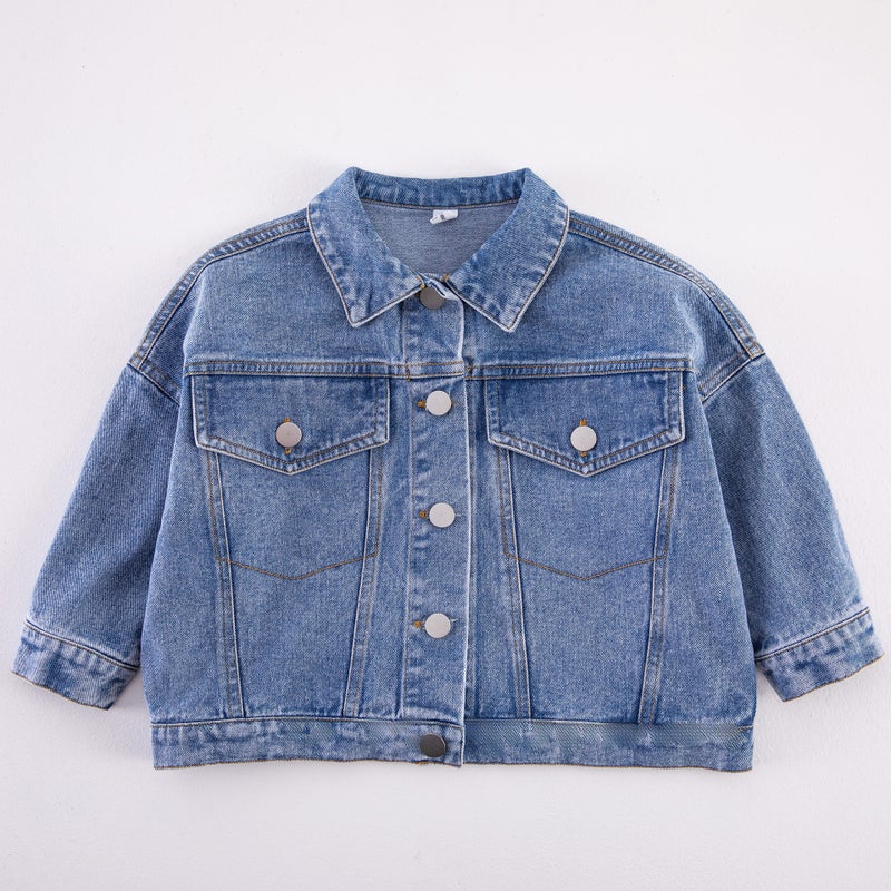 Korean Children Spring Autumn Denim Jacket 3033 Blue  - Image 5