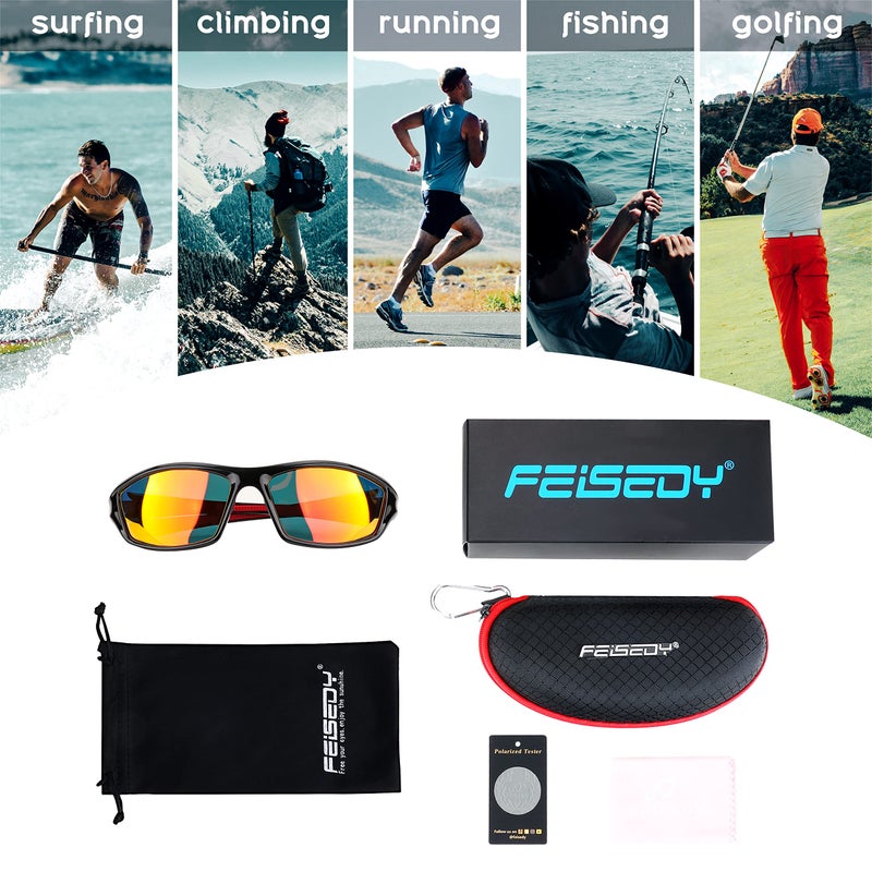FEISEDY FEISEDY Classic Polarized Sports Sunglasses For Men Cycling Fishing Driving Glasses B2674  - Image 5
