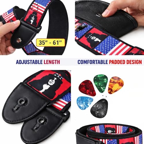 MOCKING BIRD Guitar Strap for Acoustic Adjustable Buckle Electric Guitar Strap Polyester Guitar Belt For Acoustic/Bass/Electric Guitar (American Belt) - Image 3