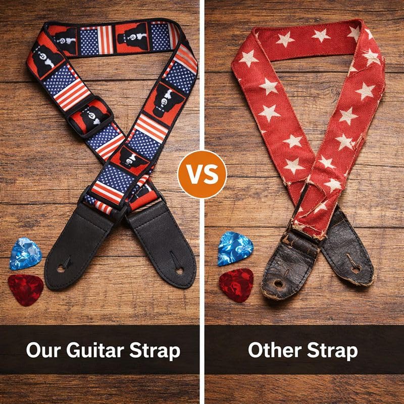 MOCKING BIRD Guitar Strap for Acoustic Adjustable Buckle Electric Guitar Strap Polyester Guitar Belt For Acoustic/Bass/Electric Guitar (American Belt) - Image 5