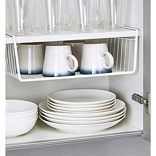 Go Hooked 16 Inch Under Shelf Basket White Powder Coated Iron Space Saving Versatile Heavy Duty Sleek and Sturdy Efficient Compact and Durable Modern Robust Elegant Set of 3 - Image 5