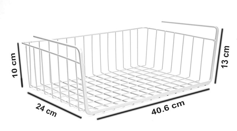 Go Hooked 16 Inch Under Shelf Basket White Powder Coated Iron Space Saving Versatile Heavy Duty Sleek and Sturdy Efficient Compact and Durable Modern Robust Elegant Set of 3 - Image 3