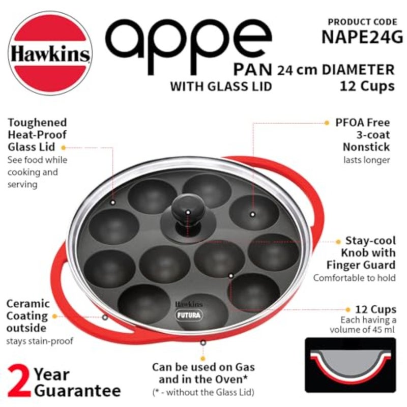 Appe Pan Pressure Die-Cast W/Glass lid 26 cm - Image 2