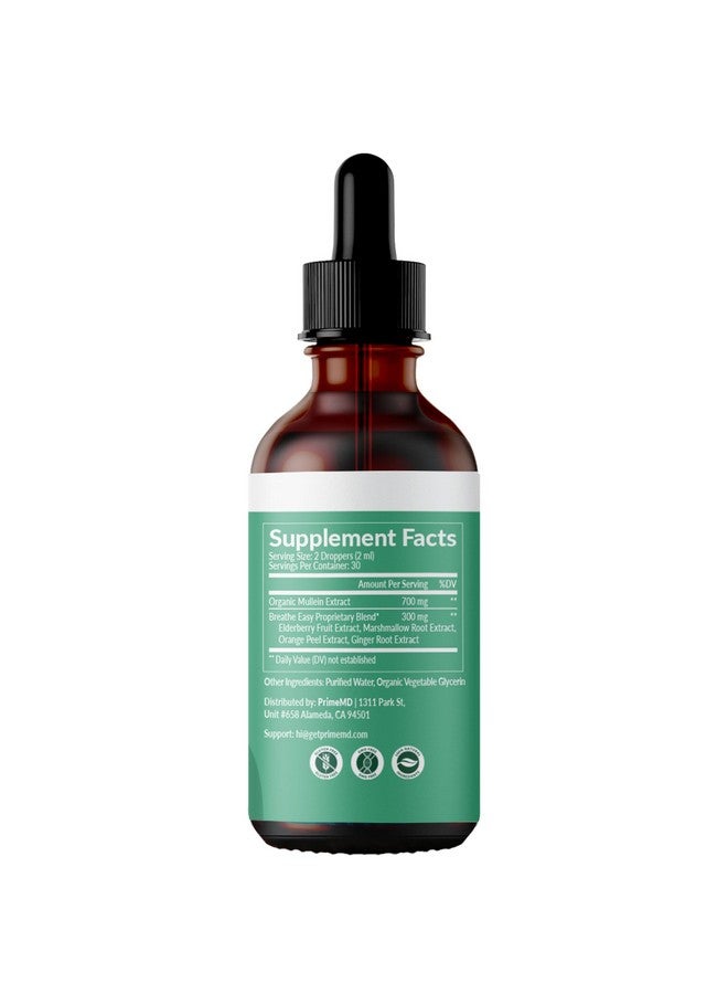 PrimeMD 5-in-1 Mullein Drops for Lungs and Bronchial - Respiratory Lung Health Support with Mullen Leaf Extract for lungs - Mullein Tincture with Elderberry, Marshmallow, Ginger Root (60 Servings) (2-pack) - Image 4
