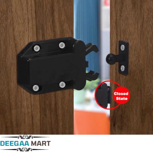 DEEGAA MART DEEGAAMART Push to Open Door Latch with Touch Release – Pack of 4 | Automatic Pop-Up Sliding Latch for Kitchen Cabinets, Cupboards & Home Furniture (Black) (Qty :4) - Image 2
