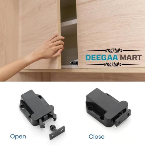 DEEGAA MART DEEGAAMART Push to Open Door Latch with Touch Release – Pack of 4 | Automatic Pop-Up Sliding Latch for Kitchen Cabinets, Cupboards & Home Furniture (Black) (Qty :4) - Image 5