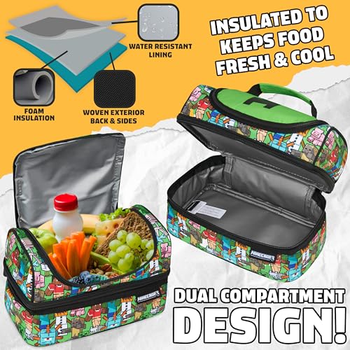 Minecraft Insulated Lunch Bag for Kids Creeper Lunchbox for Boys School Supplies Food Carrier Snacks Picnic Beach Days Travel Gamer Gifts for Kids (Multi) - Image 4