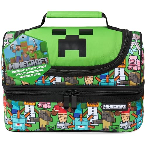 Minecraft Insulated Lunch Bag for Kids Creeper Lunchbox for Boys School Supplies Food Carrier Snacks Picnic Beach Days Travel Gamer Gifts for Kids (Multi) - Image 1