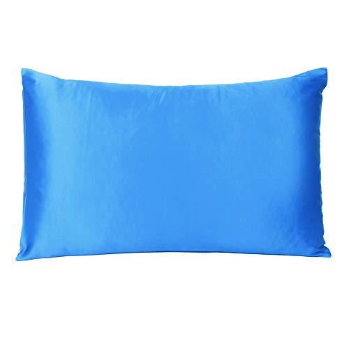 Oussum Satin Silk Pillowcase Cover Soft and Comfortable Hair & Skin Envelop Closure Home Decor Single Pcs with Free Scrunchie (Blue Aster, Standard Size(20"x26") - Image 2