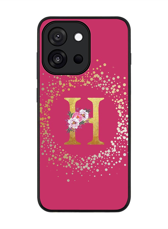 Stylizedd For OnePlus 13s / 13T Case,Slim fit Camera Protection, Shockproof Thin Phone cover  - Custom Monogram Floral - H ( Deep Pink )