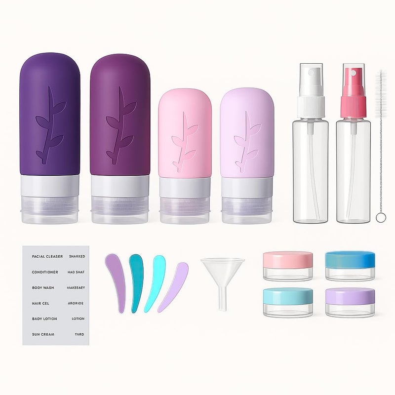 Tocelffe TSA Approved Travel Containers for Toiletries - Leak Proof Silicone Bottles, Refillable Liquid Travel Essentials for Shampoo, Conditioner, Lotion - Image 2