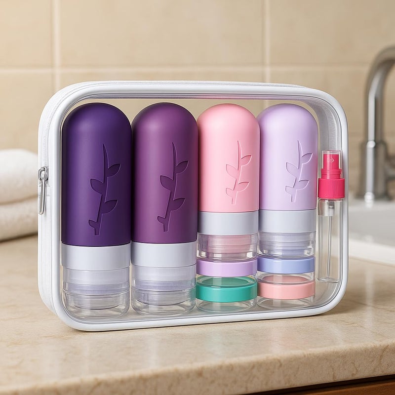Tocelffe TSA Approved Travel Containers for Toiletries - Leak Proof Silicone Bottles, Refillable Liquid Travel Essentials for Shampoo, Conditioner, Lotion - Image 4