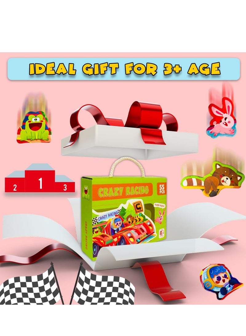 UKR UKR 55-Piece Floor Puzzle Crazy Racing – Large Jigsaw Puzzle (54x36 cm) for Kids Ages 3-7, Educational Toy in Gift Box with Storage Tote Bag  - Image 2