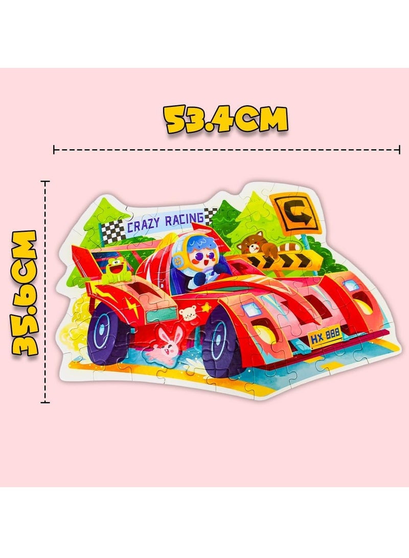 UKR UKR 55-Piece Floor Puzzle Crazy Racing – Large Jigsaw Puzzle (54x36 cm) for Kids Ages 3-7, Educational Toy in Gift Box with Storage Tote Bag  - Image 3