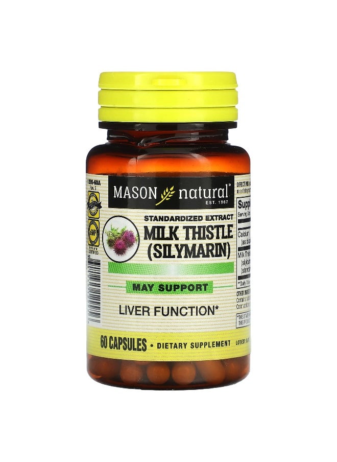Mason Natural Mason Natural, Milk Thistle (Silymarin), Standardized Extract, 300 mg, 60 Capsules (150 mg per Capsule)  - Image 1