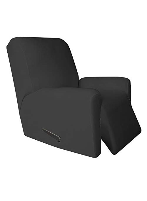 Easy-Going EasyGoing 4 Pieces Microfiber Stretch Recliner Slipcover  Spandex Soft Fitted Sofa Couch Cover Washable Furniture Protector with Elastic Bottom for Kids PetRecliner Dark Gray 
