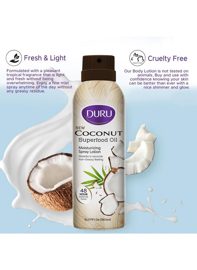 Duru Uru Coconut Moisturizing Spray Lotion Spray Moisturizer For Body Skin Care Products Coconut Oil Lotion For Dry Skin Repair 48 Hour Moisture Superfood Oils For Skin Body Lotion For Women Men Kids  - Image 4