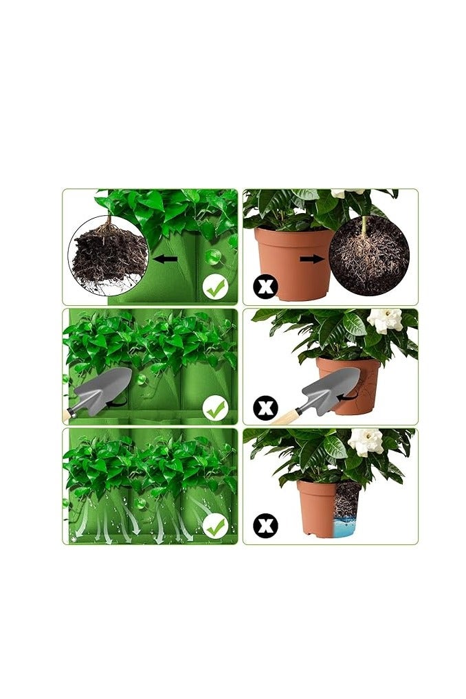 Maxmartt Hanging Pocket Planter, Vertical Wall Pouches for Plants Resuable Hanging Plant Bags with 36 Pockets for Garden Home Decoration (39.4in X 39.4in, Green) - Image 3