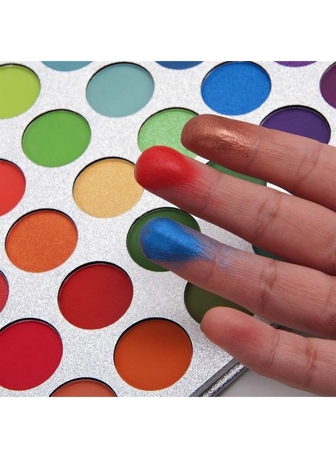 VERONNI مجموعة مكياج ظلال العيون الاحترافية - تشمل لوحة ظلال عيون بـ 65 لون + مجموعة فرش مكياج 20 قطعة + إسفنجة خلط مقاومة للعرق ملونة غير لامعة لامعة معدنية قابلة للخلط مسحوق ظلال العيون المضغوط الناعم Make U