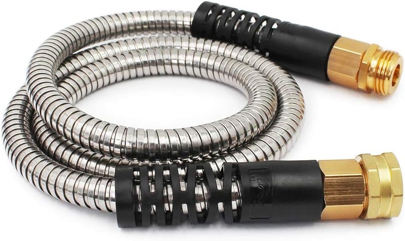 Cesun Metal Garden, Short Connector, Water Lead-in Hose Extension, Extremely Flexible, for Hose Reel/RV/Dehumidifier, Lightweight/Durable/Drinking Water Safe SS Female to Male, 5FT - Image 1