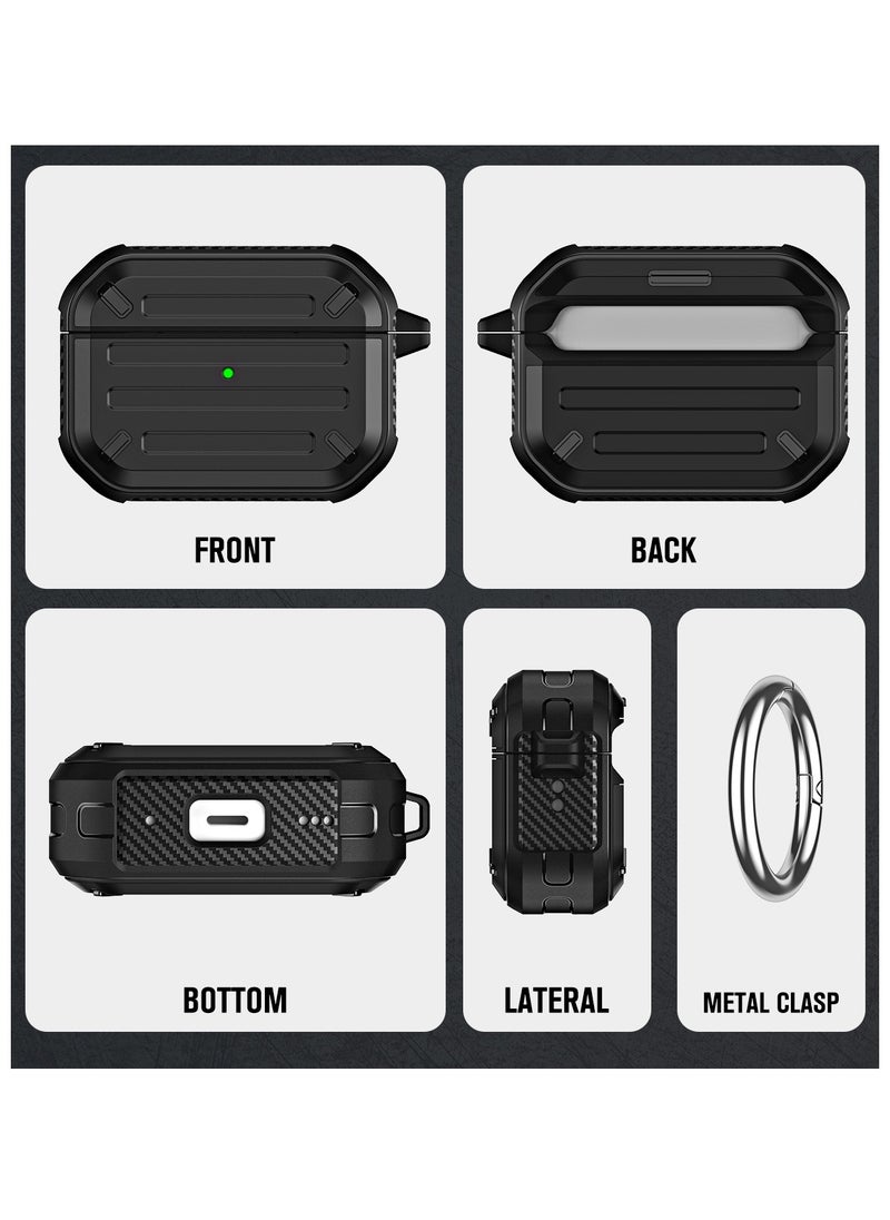 Generic - Hard Shell Shockproof Case TPU Protective Case Compatible with Apple Airpods 3 Wireless Charging with Carabiner Front LED Visible (White) - Image 1