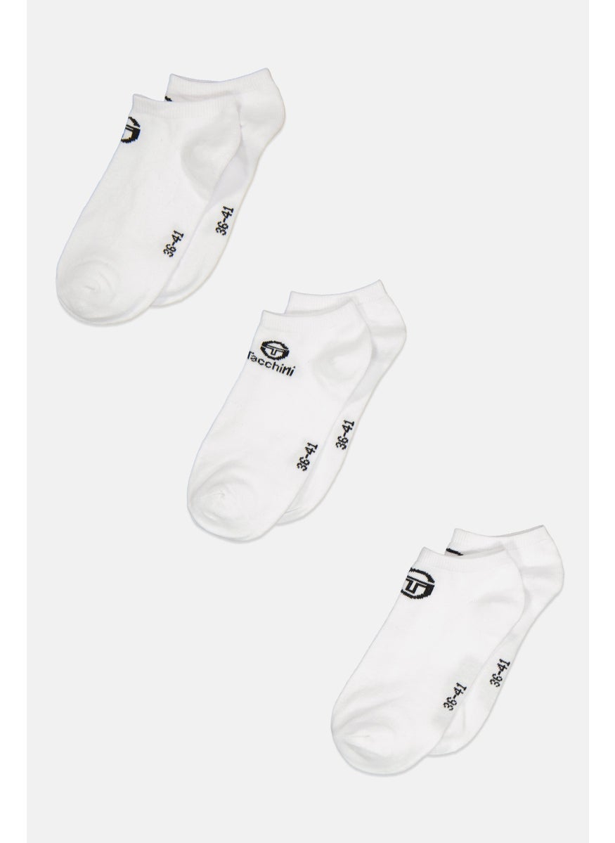 Sergio Tacchini Women 3 Pair Brand Logo Ankle Socks, White  - Image 1