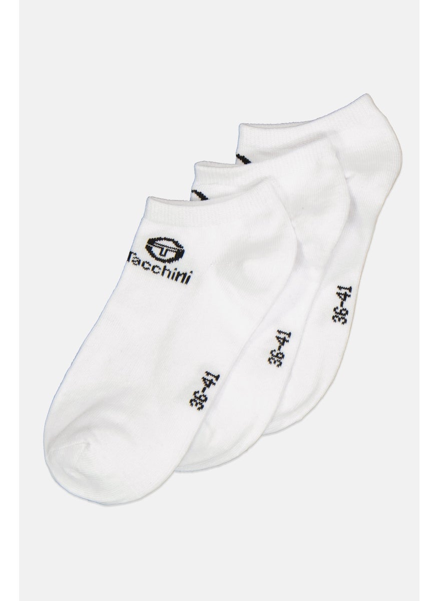 Sergio Tacchini Women 3 Pair Brand Logo Ankle Socks, White  - Image 2