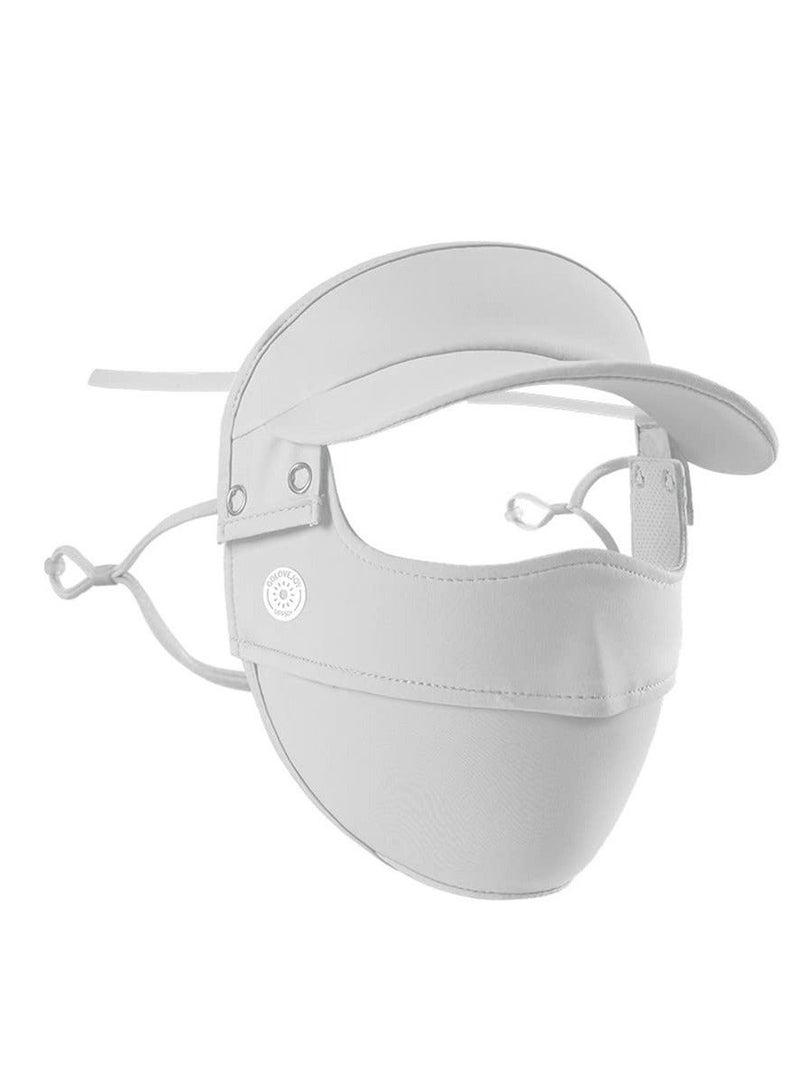 Y&D Unisex Sun Protection Face Mask, with Detachable Hat-Brim Adjustable Ear Loop, Ice Silk Cover Bandana UV for Summer Outdoor Sports, All Round (Grey) - Image 1